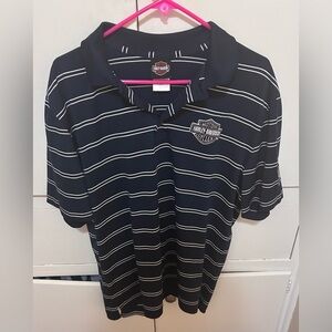 Harley-Davidson Black Striped Polo Shirt size mens large